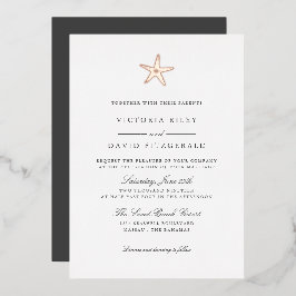 Starfish Elegant Ocean Beach WEDDING ROOS GOLD Folie Uitnodiging