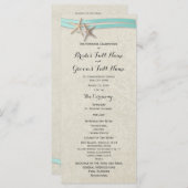 Starfish en Aqua Ribbon huwelijksprogramma Programmakaart (Voorkant / Achterkant)