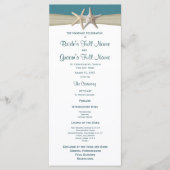 Starfish en Burlap Beach huwelijksprogramma Programmakaart (Voorkant)