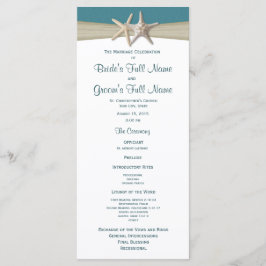 Starfish en Burlap Beach huwelijksprogramma Programmakaart