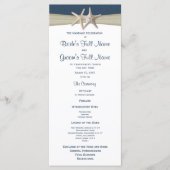 Starfish en Burlap Blue Beach huwelijksprogramma Programmakaart (Voorkant)