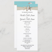 Starfish en Burlap Coral Beach huwelijksprogramma Programmakaart (Voorkant / Achterkant)