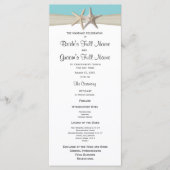 Starfish en Burlap Coral Beach huwelijksprogramma Programmakaart (Voorkant)