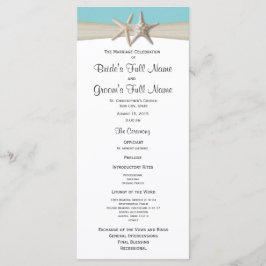 Starfish en Burlap Coral Beach huwelijksprogramma Programmakaart