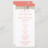 Starfish en Burlap Coral Beach huwelijksprogramma Programmakaart (Voorkant / Achterkant)