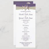 Starfish en Burlap Paarse strand huwelijksprogramm Programmakaart (Voorkant / Achterkant)