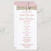 Starfish en Burlap Pink Beach huwelijksprogramma Programmakaart (Voorkant / Achterkant)