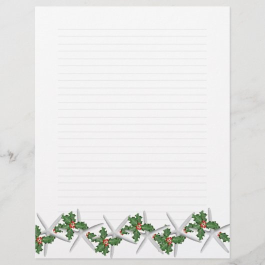 Starfish en Holly Lined Letterhead Paper (Voorkant)