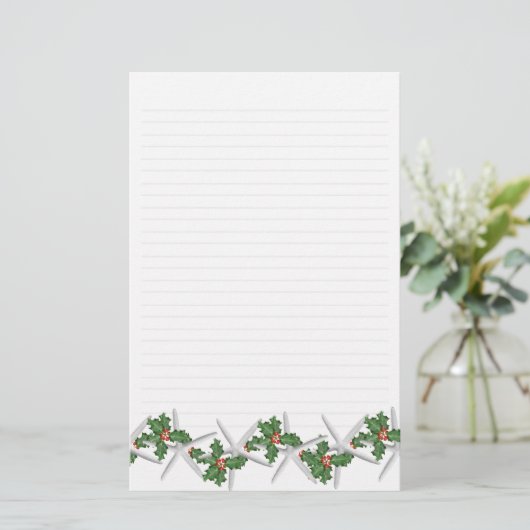 Starfish en Holly Lined Letterhead Paper (Staand voorkant)