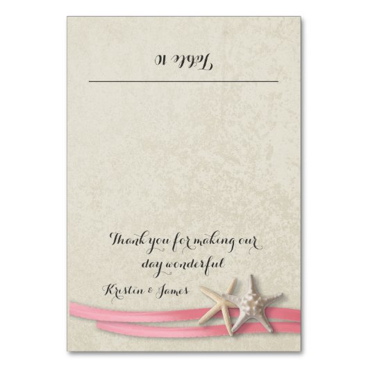 Starfish en Pink Ribbon Place Card Kaart (Voorkant)