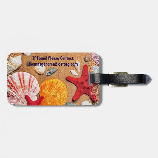 Starfish en Seashells op de strand Bagagelabel (Achterkant horizontaal)