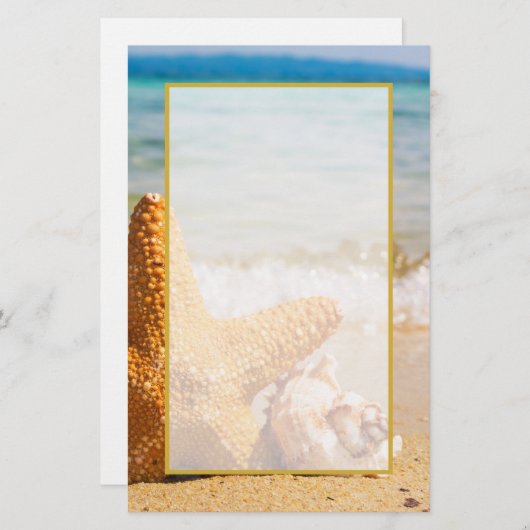 Starfish en Seashells op de strand Briefpapier (Voorkant / Achterkant)