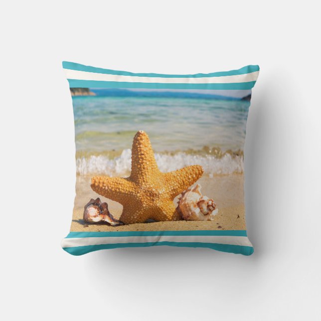 Starfish en Seashells op de strand Kussen (Voorkant)
