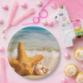 Starfish en Seashells op de strand Papieren Bordje (Feest)