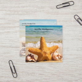 Starfish en Seashells op de strand Vierkante Visitekaartje