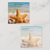 Starfish en Seashells op de strand Vierkante Visitekaartje (Voorkant / Achterkant)
