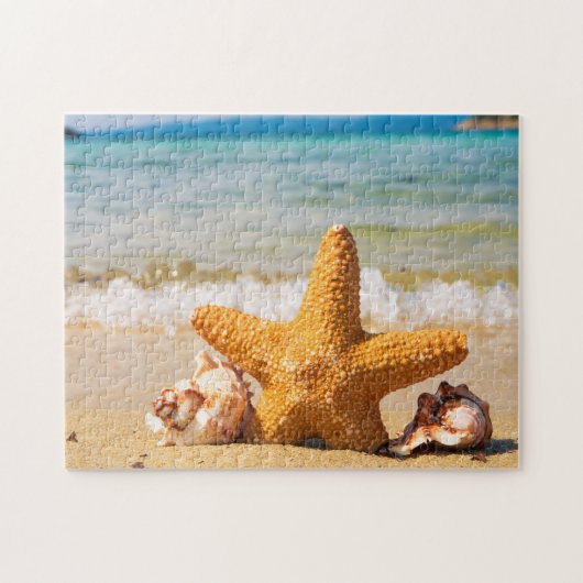 Starfish en Seashells op het strand Legpuzzel (Horizontaal)