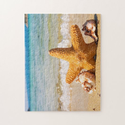 Starfish en Seashells op het strand Legpuzzel (Verticaal)