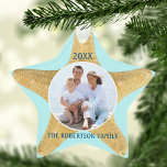 Starfish Family Fotostrand Ornament<br><div class="desc">Pas dit stervormige ornament van het strand aan met je eigen familiefoto en naam. *Als u hulp nodig hebt bij dit ontwerp of bij de bijbehorende producten,  kunt u contact met mij opnemen via Zazzle.</div>