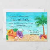 Starfish Flower Luau Birthday Party Invite Kaart (Voorkant)
