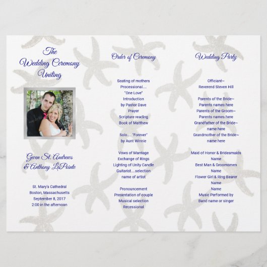 Starfish Folded Photo Wedding Ceremony Program (Voorkant)