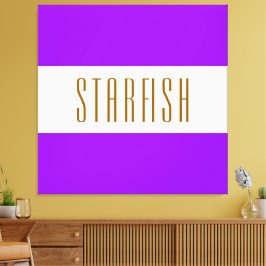 STARFISH Fun Bright Tropical Paarse witte strepen Canvas Afdruk