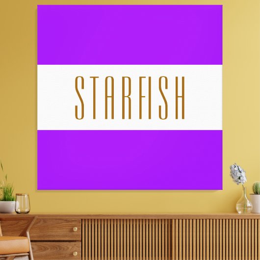 STARFISH Fun Bright Tropical Paarse witte strepen Canvas Afdruk (Insitu (Woonkamer))