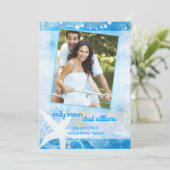 Starfish Garden Blue Beach Wedding Save the Date (Staand voorkant)