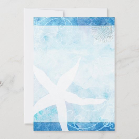 Starfish Garden Blue Beach Wedding Save the Date (Achterkant)