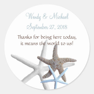 Starfish Gathering Round Wedding Favor Labels