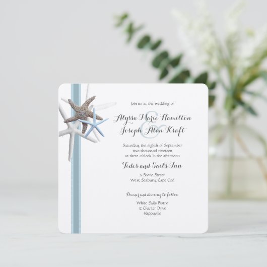 Starfish Gathering Wedden and Reception Kaart (Staand voorkant)