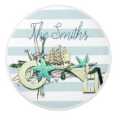 Starfish, Gevist net & Tall Ship Nautical Keramische Knop (Voorkant)