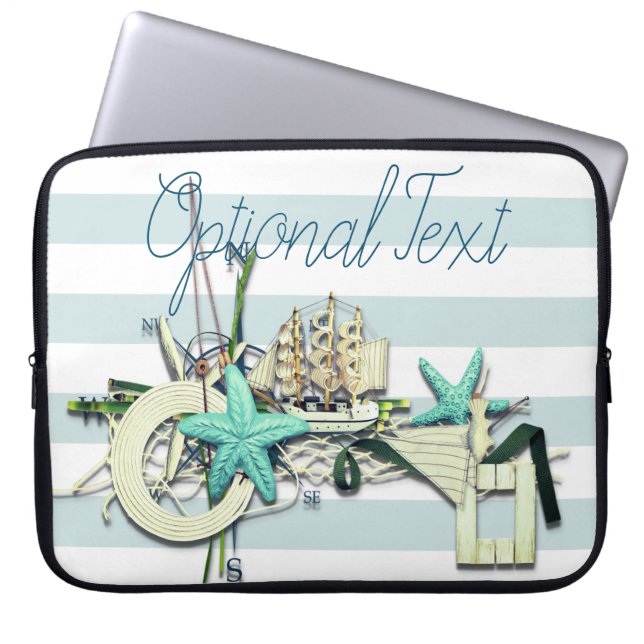 Starfish, Gevist net & Tall Ship Nautical Laptop Sleeve (Voorkant)