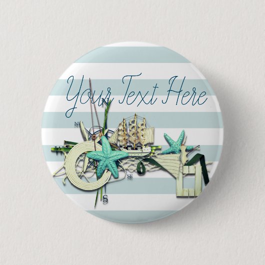 Starfish, Gevist net & Tall Ship Nautical Ronde Button 5,7 Cm (Voorkant)