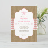 Starfish girl baby shower nodigt roze bolap uit kaart (Staand voorkant)