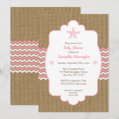 Starfish girl baby shower nodigt roze bolap uit kaart (Voorkant / Achterkant)