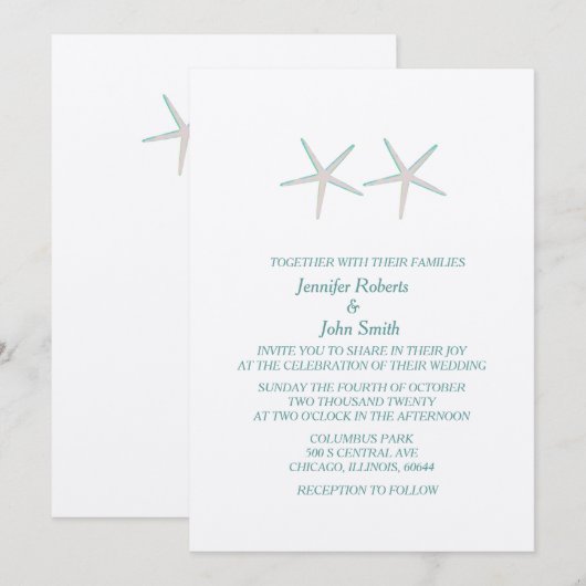 Starfish grijs Blauwgroen zilver elegante nautisch Kaart (Voorkant / Achterkant)