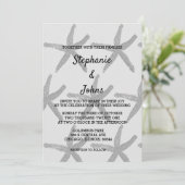 Starfish Grijs Zwart Wit Trendy Strand Wedding Kaart (Staand voorkant)