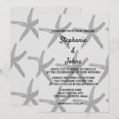 Starfish Grijs Zwart Wit Trendy Strand Wedding Kaart (Voorkant / Achterkant)