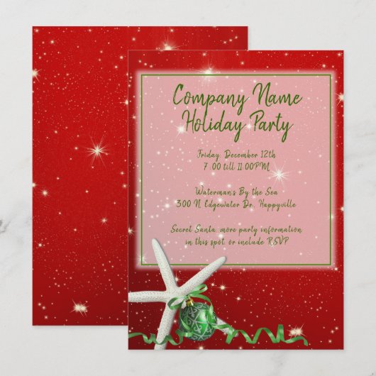 Starfish Holiday Kantoor Party Red Green Feestdagenkaart (Voorkant / Achterkant)