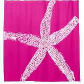 Starfish Hot Pink White Custom Kleur Strandhuis Douchegordijn (Voorkant)