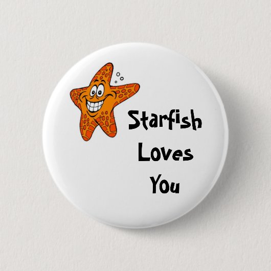Starfish houdt van je ronde button 5,7 cm (Voorkant)