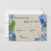 Starfish Hydrangea Trouwreactie RSVP Kaartje (Voorkant)
