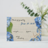 Starfish Hydrangea Trouwreactie RSVP Kaartje (Staand voorkant)