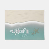 Starfish in Aqua Ocean Water & Beach Sand Welcome Deurmat (Voorkant)