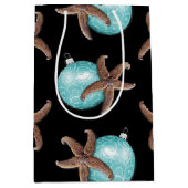Starfish in Aqua Ornamenten Black Kerstmis Medium Cadeauzakje (Voorkant)