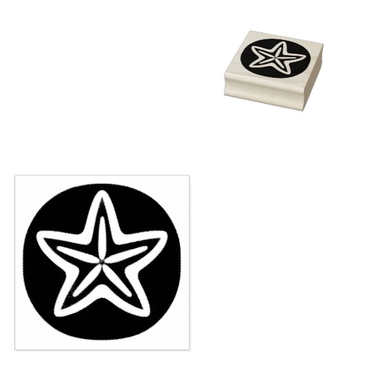 Starfish in Black Circle Rubberstempel (Gestempeld)