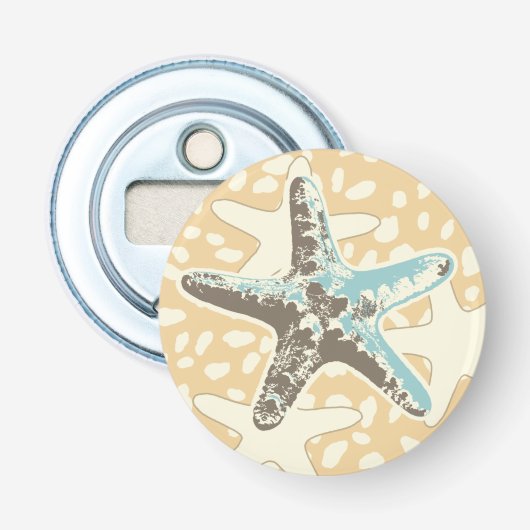 Starfish in de zand button flesopener (Voorkant)