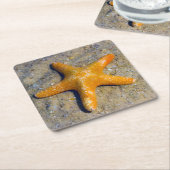 Starfish in de zand kartonnen onderzetters (Schuin)