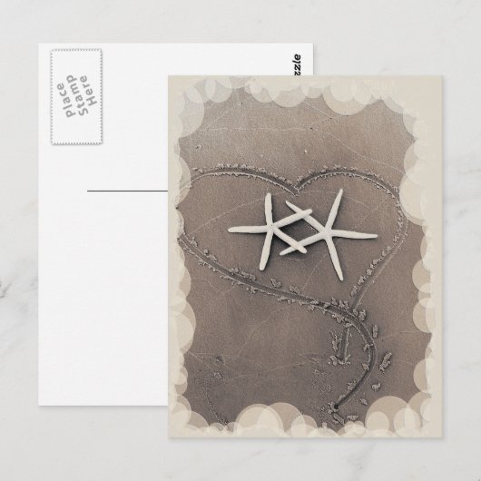 Starfish in Heart Briefkaart (Voorkant / Achterkant)